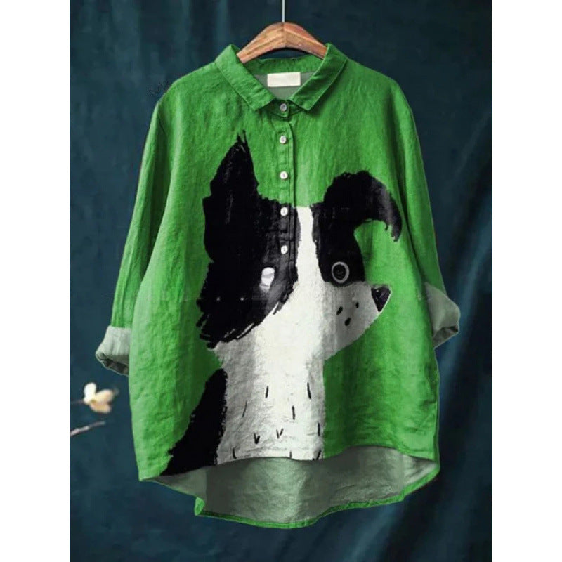 Chemise à imprimé animal numérique rétro de style européen et américain pour femmes