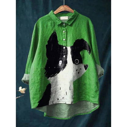 Chemise à imprimé animal numérique rétro de style européen et américain pour femmes