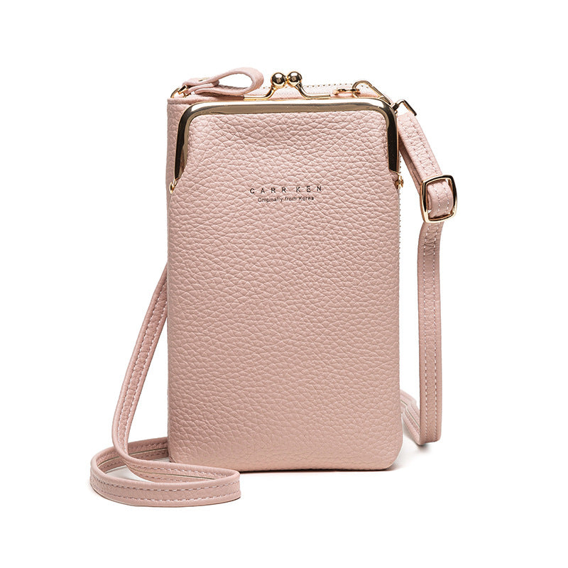 Bolso de Hombro Diagonal de Color Sólido con Patrón Lichi a la Moda