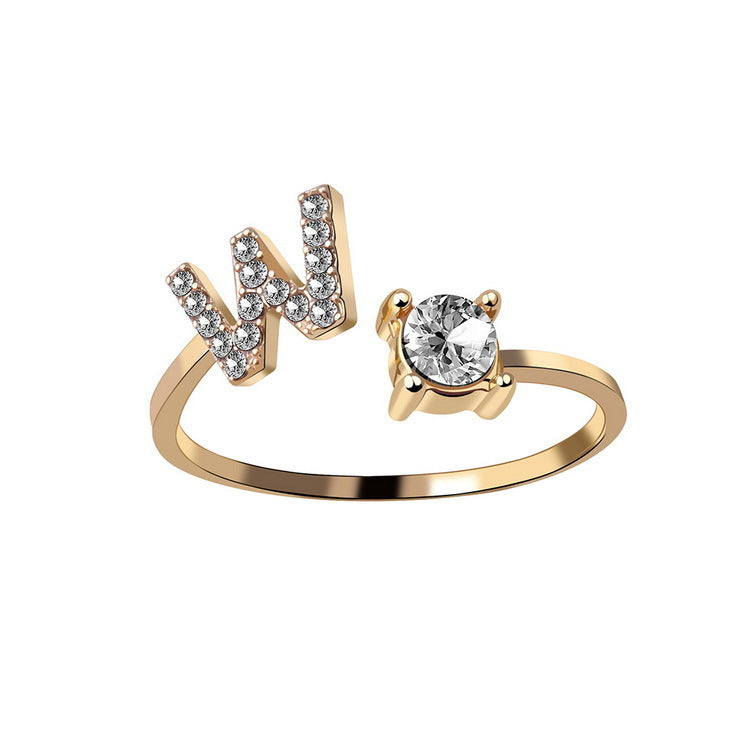 Anillo ajustable de nuevo diseño con 26 letras iniciales, joyería de moda para mujer, joyería simple y elegante