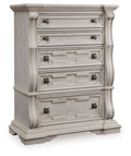 Antigua White 5 Drawer Chest with Bronze Hardware-0