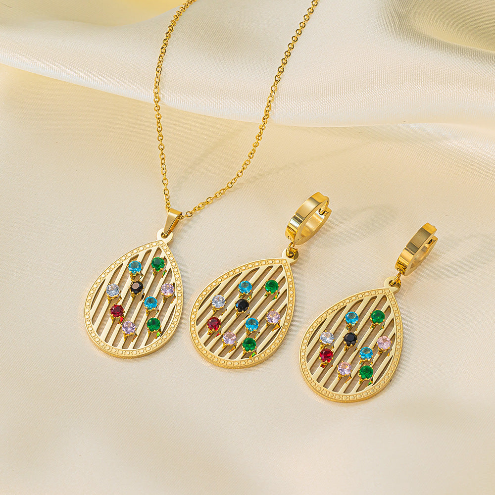 Juego de joyas de acero inoxidable para mujer: collar y pendientes