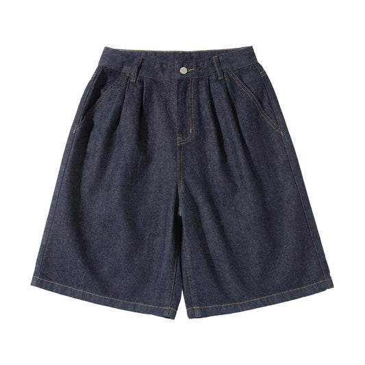 Pantalones vaqueros casuales holgados de mezclilla de cinco cuartos