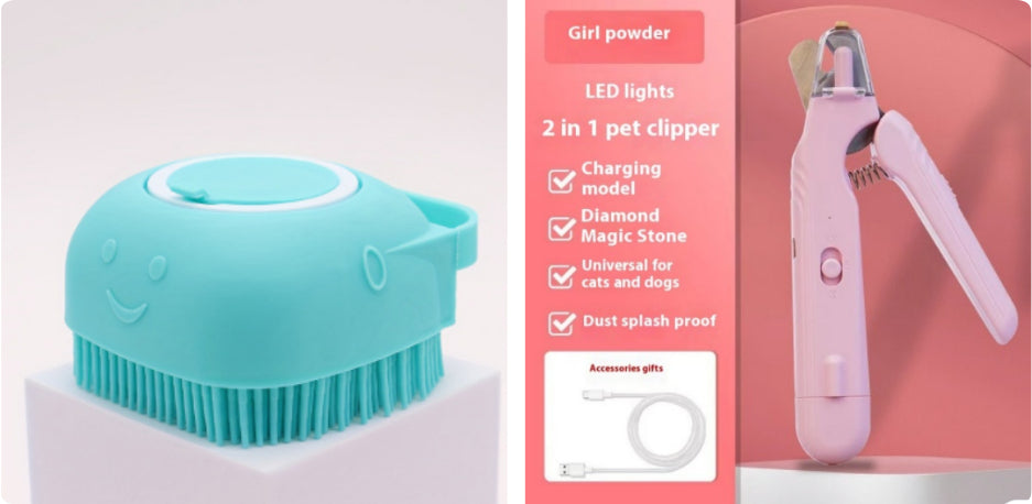 Cortaúñas 2 en 1 para mascotas con luz LED, tijeras especiales para perros y gatos, multifunción, para patas de animales, suministros para mascotas.