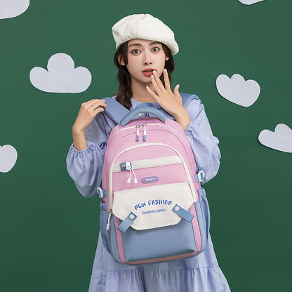 Nouveau Sac d'école d'étudiant Sac à dos de couleur contrastée coloré
