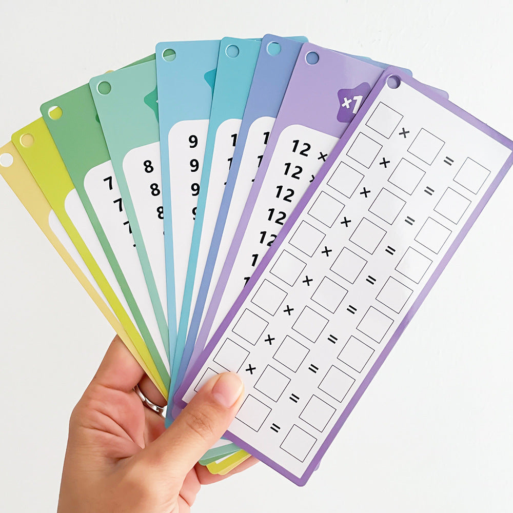 15 tarjetas de multiplicación matemática que se pueden borrar repetidamente