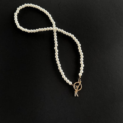 Collier Ornement Perles Chaîne Boucle OT Lettre Incrustée 26