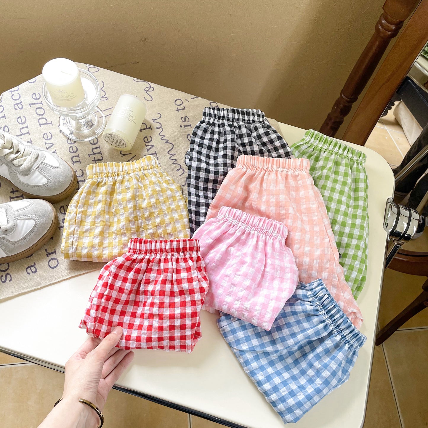 Short polyvalent en treillis pour filles - style mode