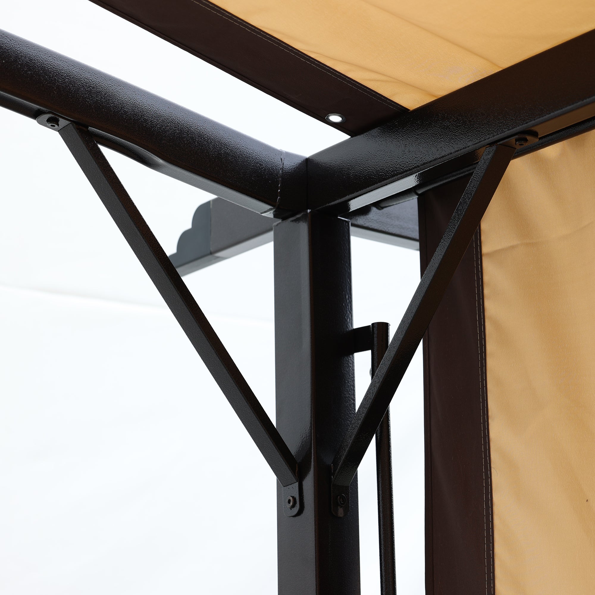 Pergola de jardin extérieure 3,6 x 2,7 m, auvent rétractable, gloriette en acier, abri solaire pour jardins