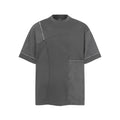 T-shirt à manches courtes à franges et à blocs de couleur irréguliers