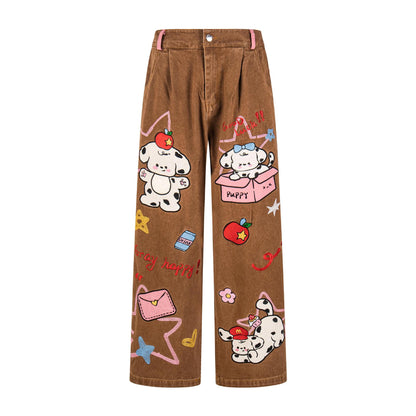Jeans bordados Maillard Puppy Patch