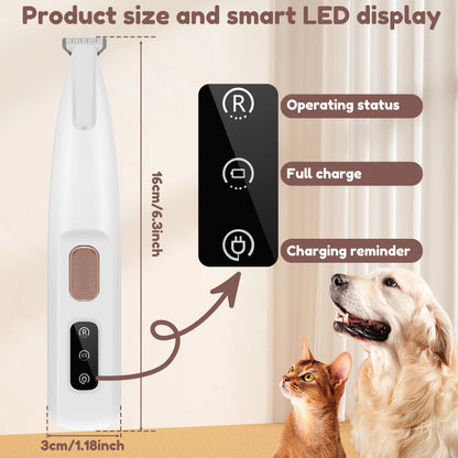 Recortador de patas para perros con luz LED, totalmente impermeable, con pantalla LED, cuchilla ancha