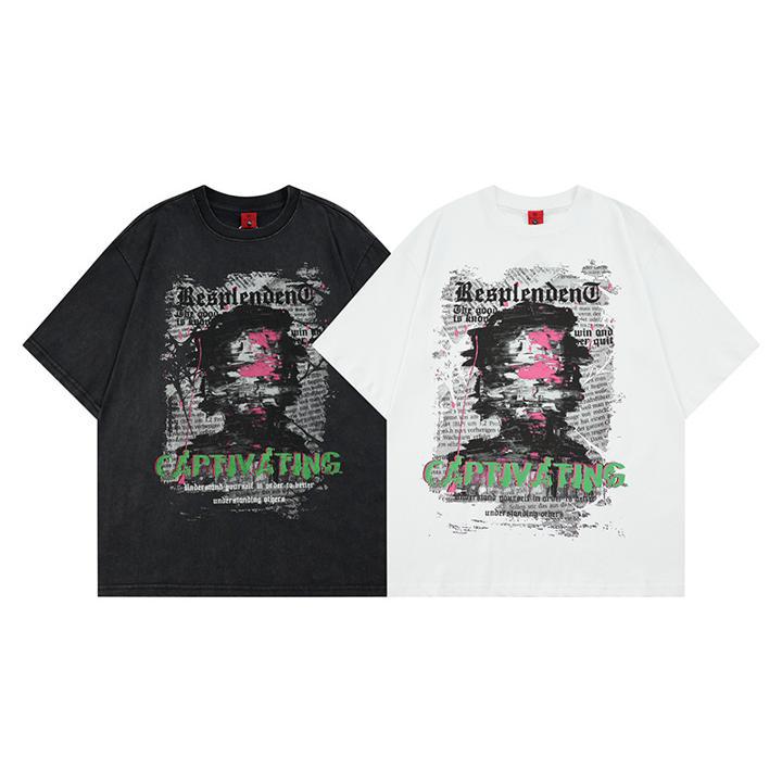 Abstract graffiti loose short sleeved T-shirt