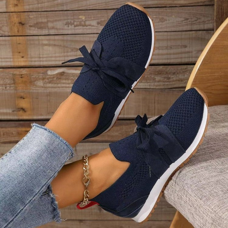 Zapatos Planos de Malla con Cordones para Mujer, Transpirables, Informales, para Caminar, con Cuña