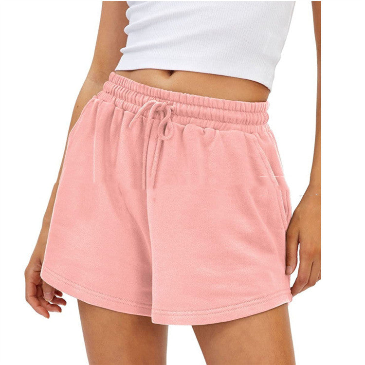Pantalones cortos de mujer de talle alto elásticos informales para ejercicio y correr
