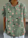 T-shirt Femme Manches Courtes Créatif Rétro Fleuri