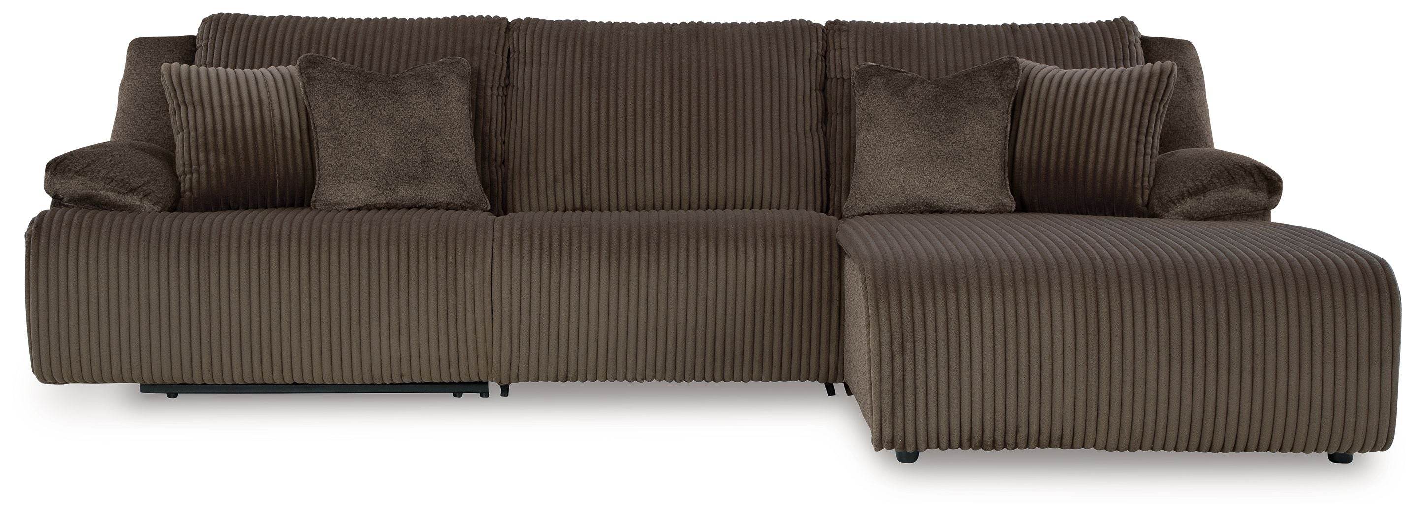Top Tier - 3-Piece Sectional Reclining Sofa With Right-Arm Facing Press Back Chaise - Chocolate-0