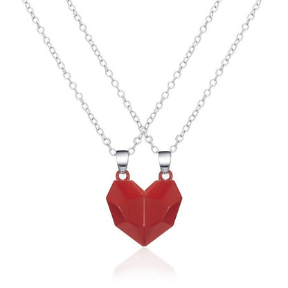 Collier aimanté créatif avec cœur brisé pour hommes et femmes