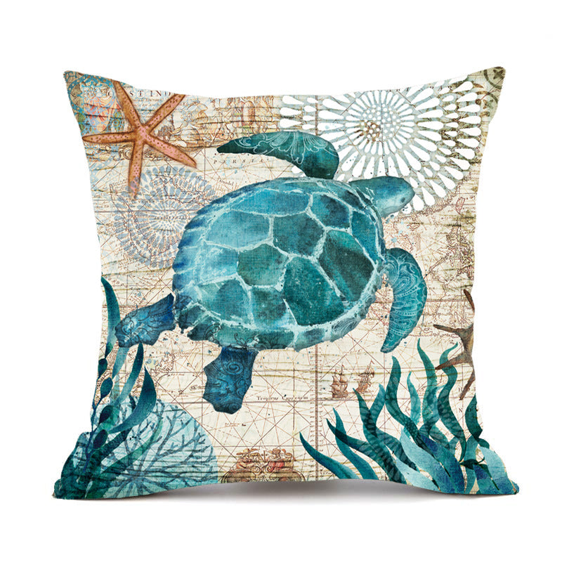 Fundas de cojín con estampado de tortuga marina para sofá, silla, asiento, decoración del hogar