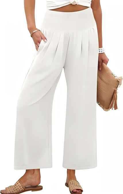 Pantalon court taille haute de couleur unie pour femme PrintempsAutomne