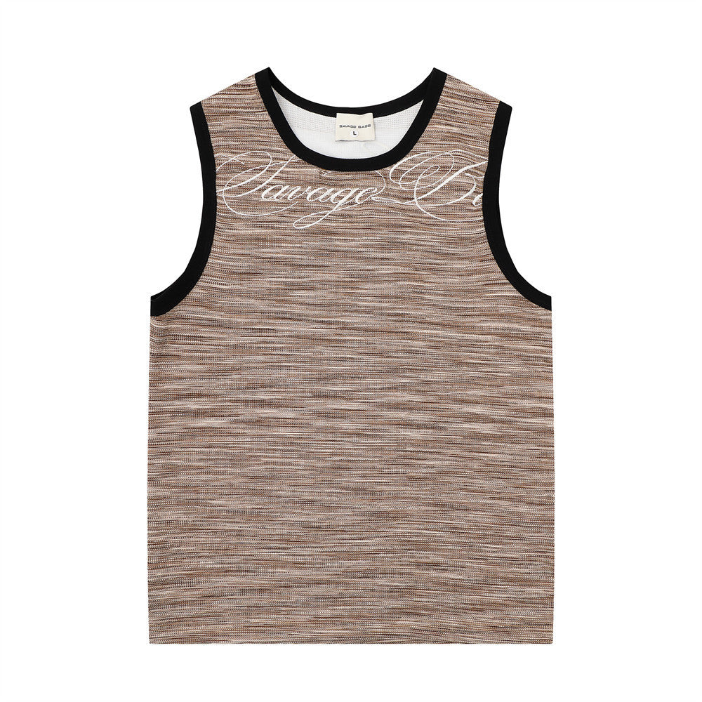 Color woven striped sports vest
