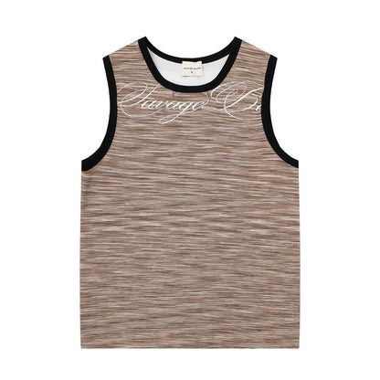 Color woven striped sports vest