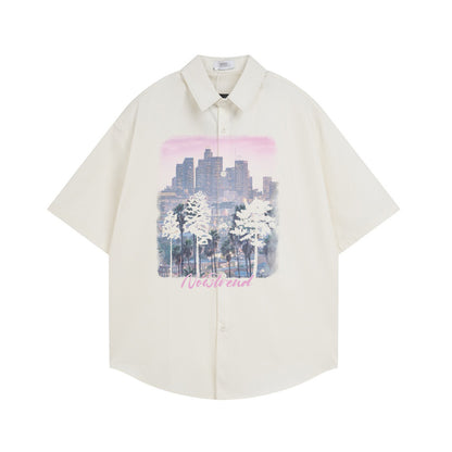 Urban forest printed short sleeved shirt