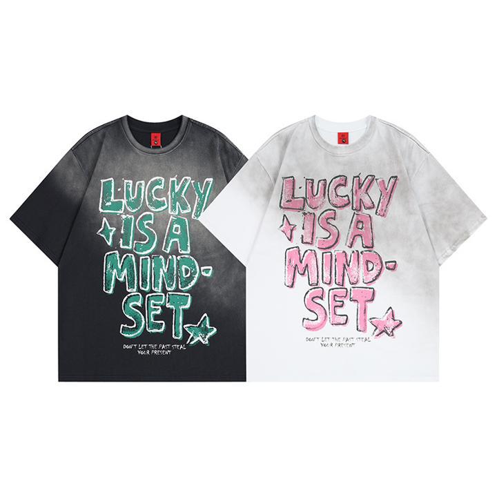 Spray painted short sleeved T-shirt