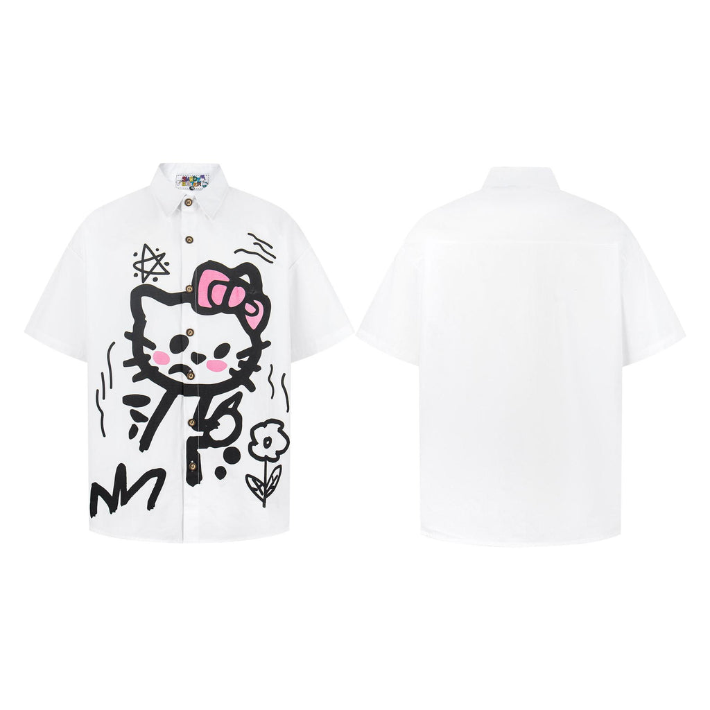 Camiseta con estampado de grafiti de gatito divertido y enfadado