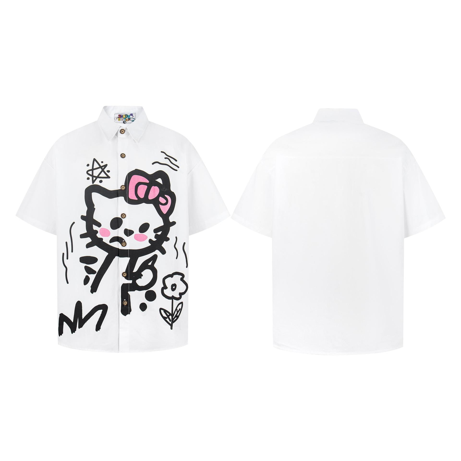 Camiseta con estampado de grafiti de gatito divertido y enfadado