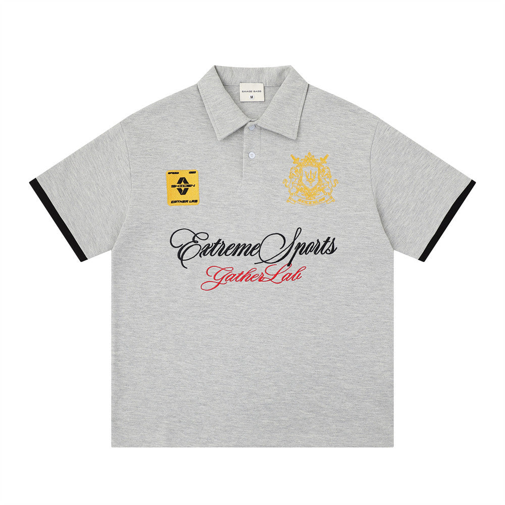 T-shirt à manches courtes brodé lettre emblème