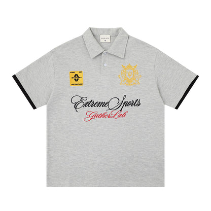 T-shirt à manches courtes brodé lettre emblème
