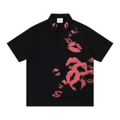 Polo holgado con estampado de labios