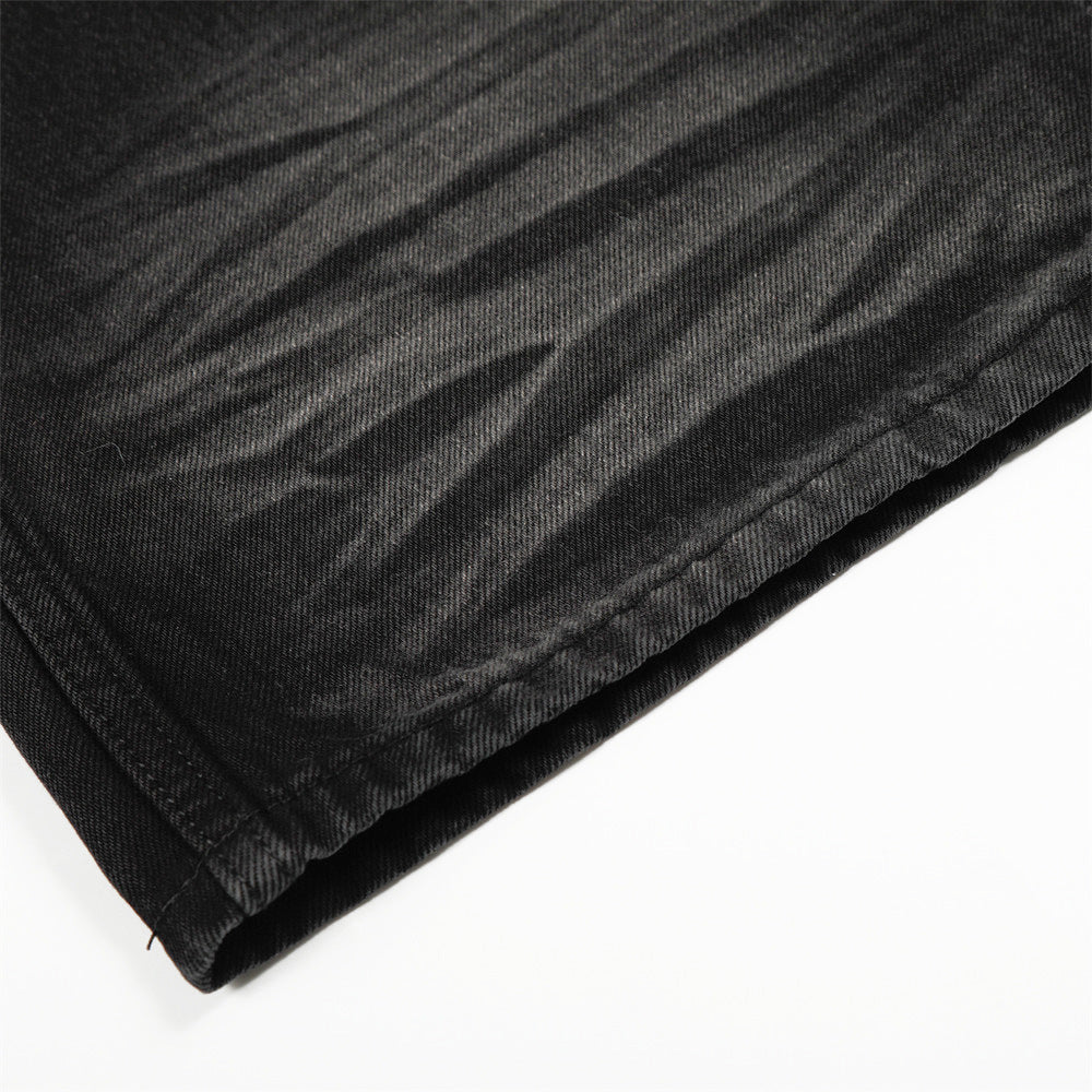 Pantalones rectos de mezclilla desteñida