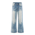 Style Wrinkle Catwhisker Flared Jeans for Men