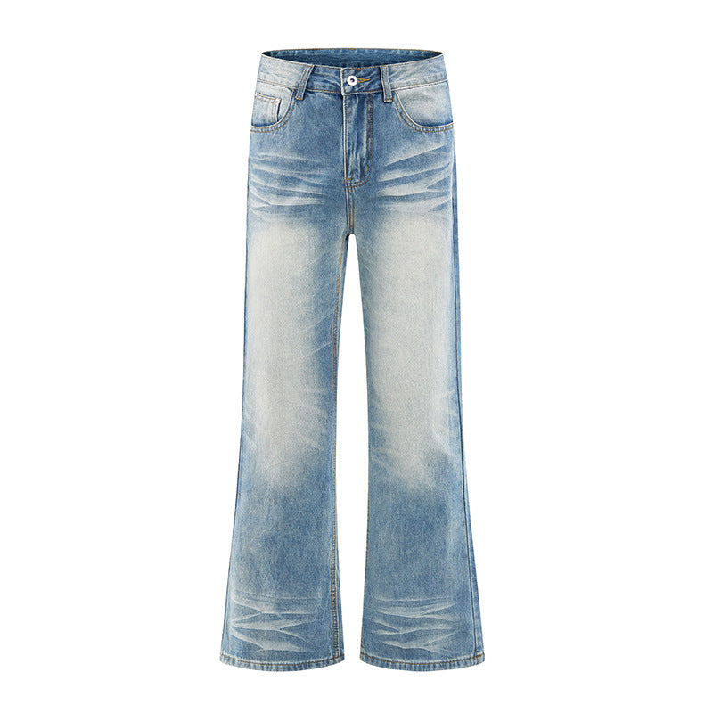 Style Wrinkle Catwhisker Flared Jeans for Men