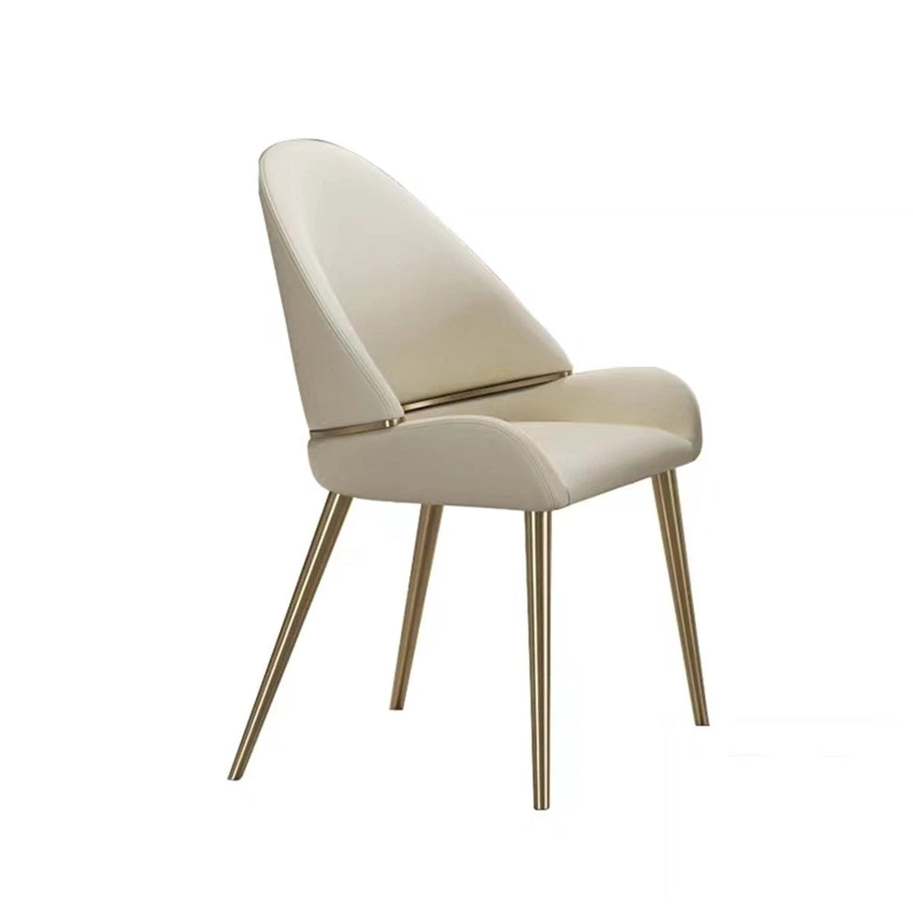 Dining Chair with PU Leather Beige color metal legs (Set of 2) by eprolo