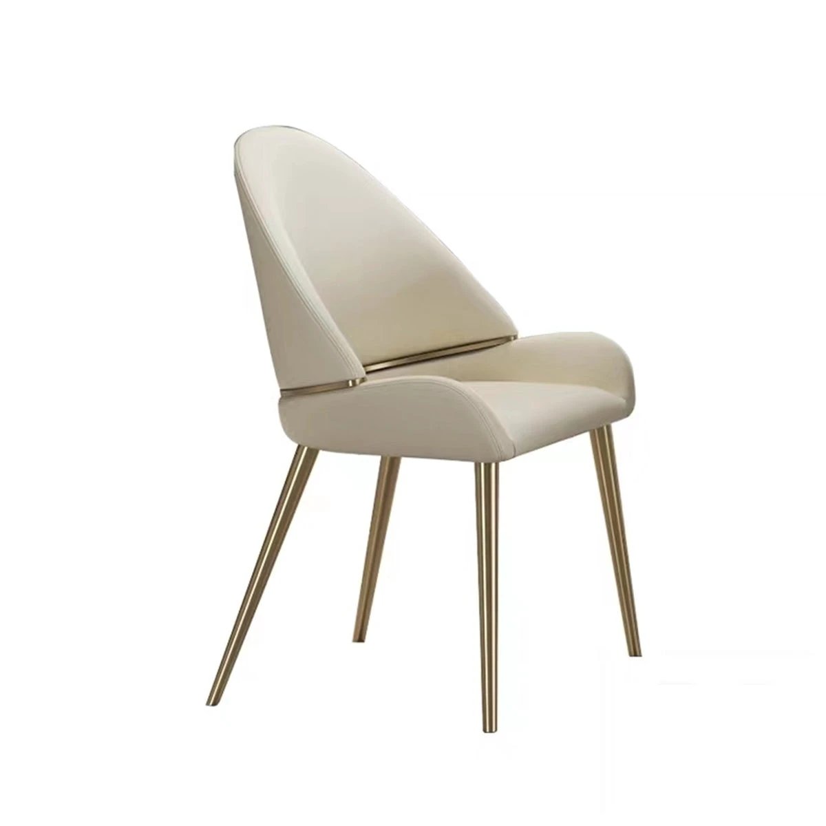 Dining Chair with PU Leather Beige color metal legs (Set of 2) by eprolo