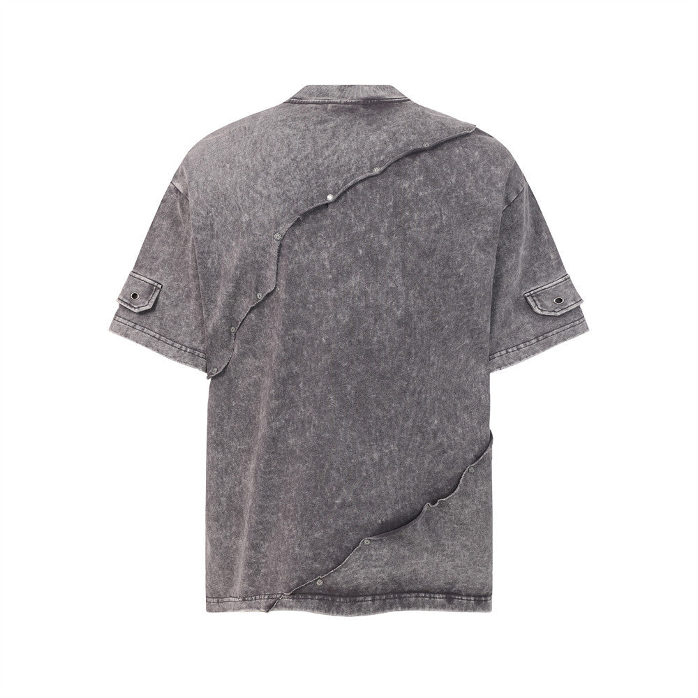 Washed and worn short sleeved T-shirt