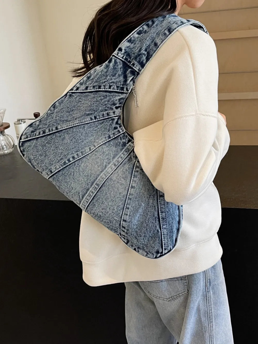 Bolso de hombro vaquero en forma de media luna