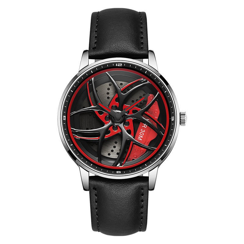 Reloj de cuarzo para hombre con correa giratoria y esfera de rueda