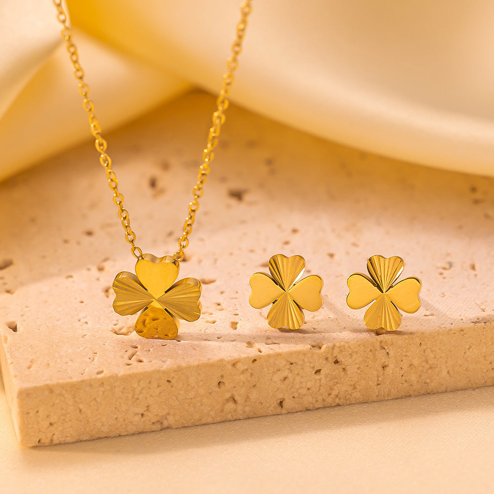 Juego de joyas de acero inoxidable para mujer: collar y pendientes