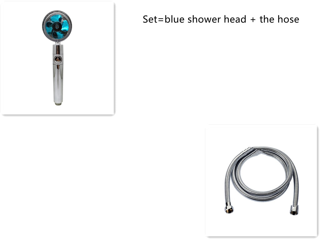Cabezal de Ducha con Ahorro de Agua, Flujo Giratorio 360 Grados con Pequeño Ventilador, Boquilla Rociadora de Alta Presión de Lluvia de ABS, Accesorios de Baño