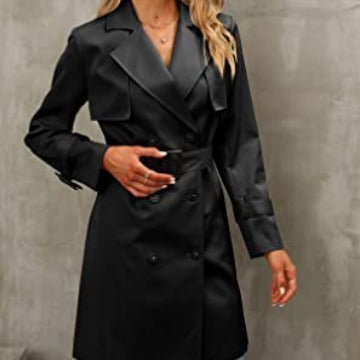 Manteau trench décontracté à double boutonnage, style européen et américain pour femme, collection automne