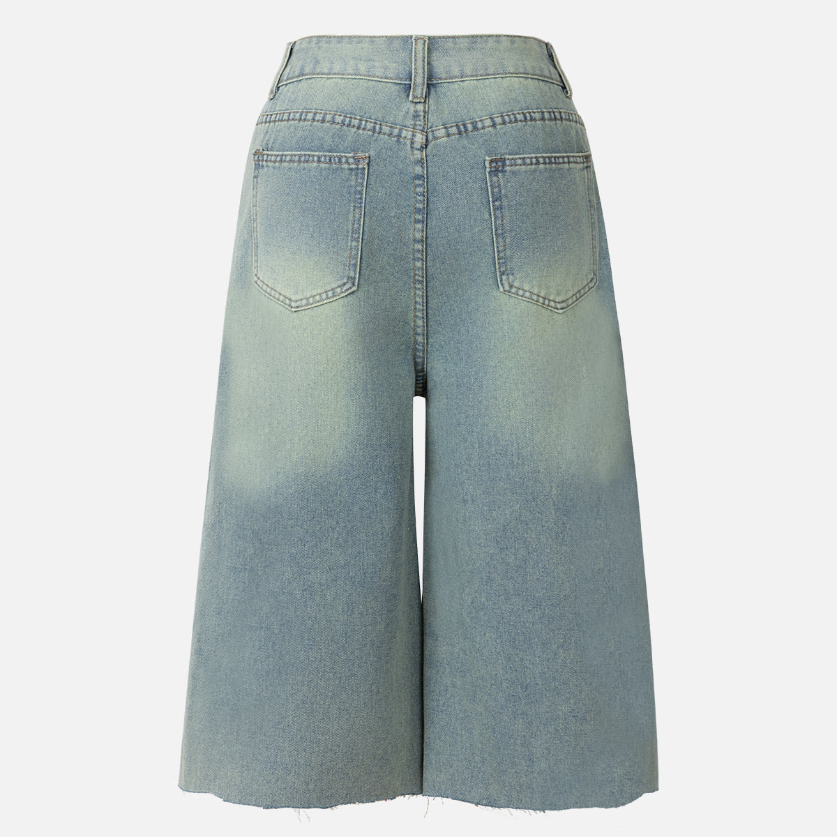 Pantalones Cropped Holgados de Mezclilla Desgastada Chic