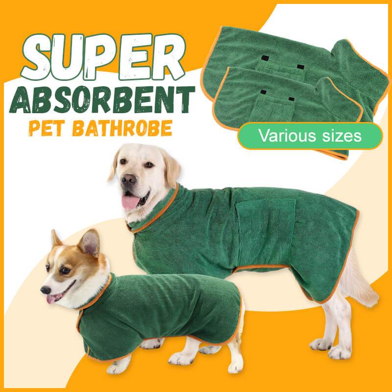 Bata de baño absorbente para mascotas de microfibra con ajuste de cintura