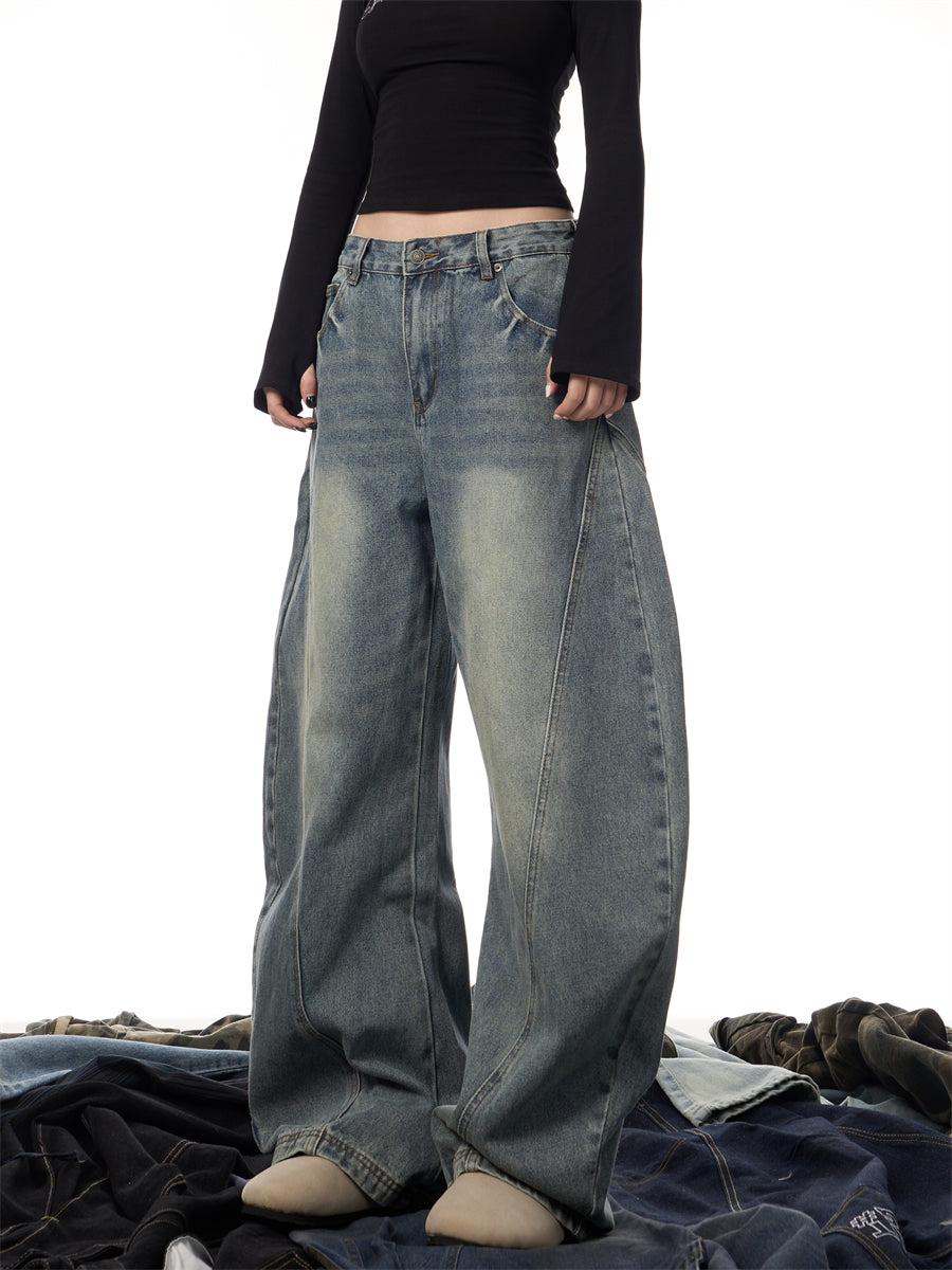 Jean Femme Large Décontracté Rétro Délavé