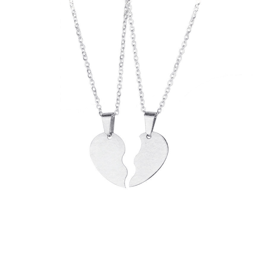 Parure de colliers puzzle pour amoureux en acier inoxydable