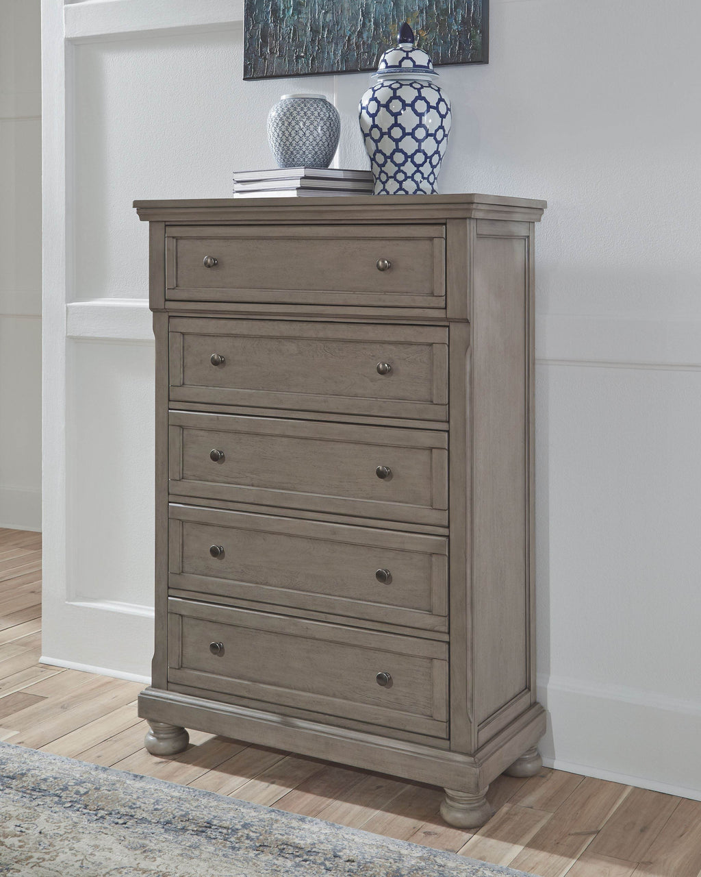 Lettner - Five Drawer Chest - 2-handles - Light Gray-2