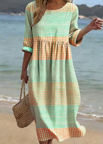 Robe ample à col rond pour femme, mode, manches longues, imprimé de qualité supérieure